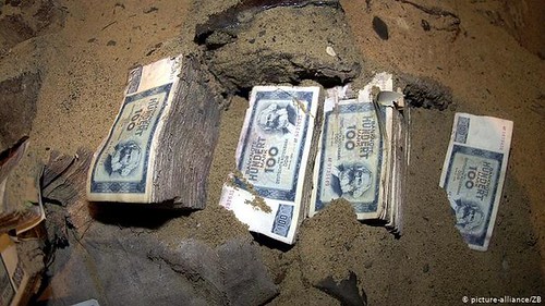 East German money in dirt