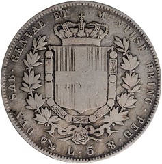 New Orleans Counterstamp on a Sardinian 5 Lira reverse