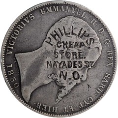 New Orleans Counterstamp on a Sardinian 5 Lira obverse