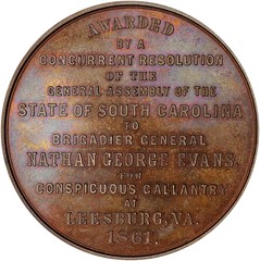 1861 South Carolina Medal reverse