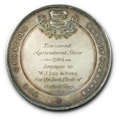 1904 Canadian Bank of Commerce Agricultural Medal reverse