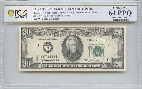 1974 double denomination note