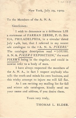 1909 Elder ZerbeANA Pikers flyer