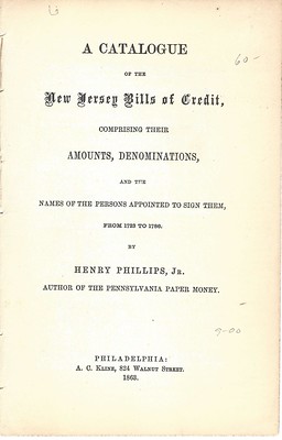 1863 Phillips New Jersey Bills of Credit
