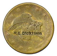 H.L. Dickinson counterstamp on Doub obversele Eagle Spiel Mark Counter obverse