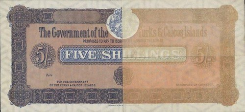 1860 Turks and Caicos Islands Five Shillings Banknote Proof