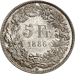 1886 Latin Monetary Union silver crown reverse