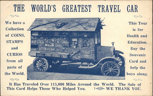 Travel Car coin collection postcard