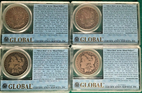 Carson City dollars in Global Certification Services holders obverse