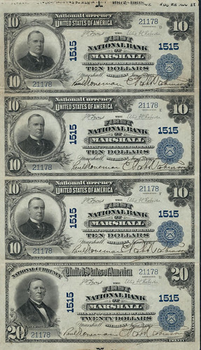 Michigan Marshall National Bank Note sheet