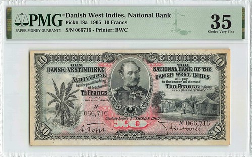19295 Danish West Indies 10 Francs