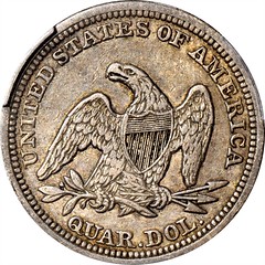 1853 No Arrows or Rays Quarter reverse