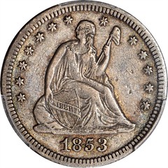 1853 No Arrows or Rays Quarter obverse