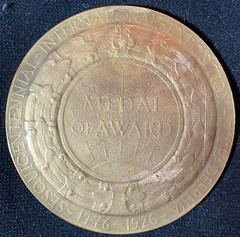 Sesquicentennial International Exposition Medal reverse