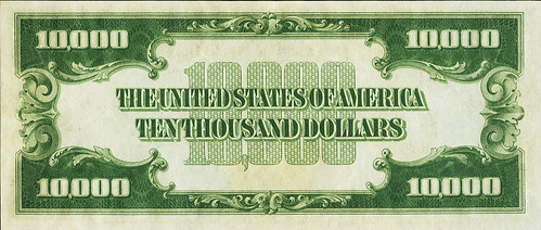 $10,000 1934 Federal Reserve Note back