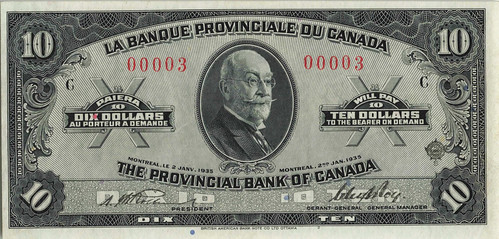 WBNA Sale 20 Lot 20061 Banque Provinciale du Canada 10 Dollars face