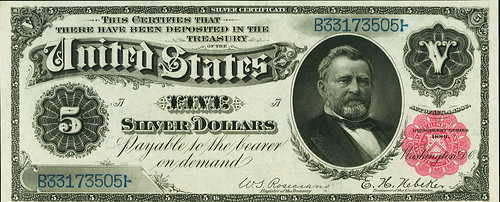 1886 $5 Silver Certificate face