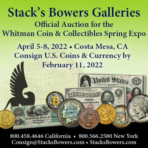 Stacks-Bowers E-Sylum ad 2022-01-23 Whitman Expo
