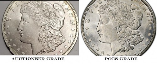 1921 Morgan Dollar grade comparison