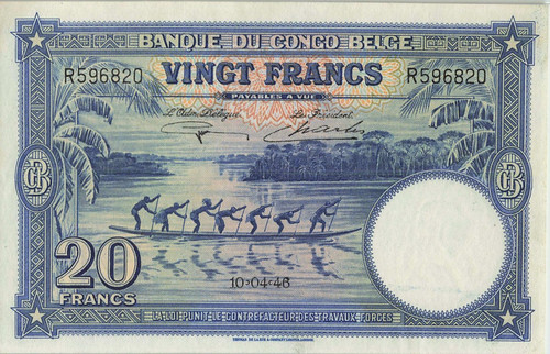 WBNA Sale Lot 21037 Belgian Congo 1946 20 Francs