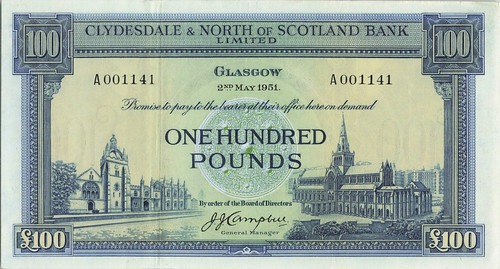 WBNA Sale Lot 21487 Scotland 1951 100 Pound note