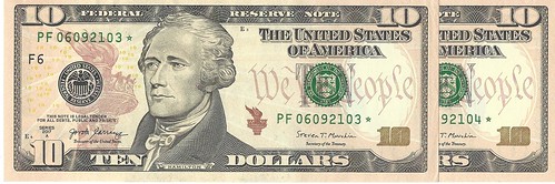 Consecutive serial number star $10 notes