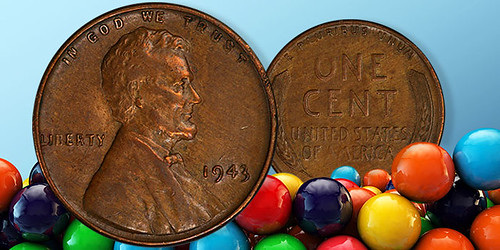 1943 copper Gumball cent