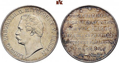 1848 Hessen-Darmstadt Ludwig III Gulden