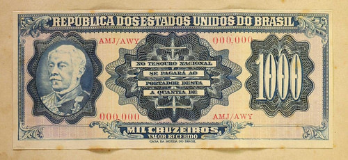 Brazil. Republica dos Estados Unidos do Brasil. 1000 Cruzeiros 1949 proof front