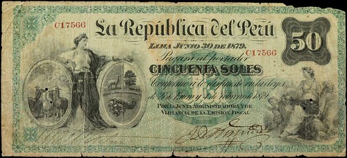 La Republica del Peru. 50 Soles 1879