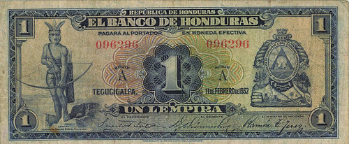 WBNA Sale 22 Lot 22247 Honduras 1932 1 Lempira