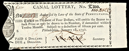 1796 Canal Lottery Ticket front