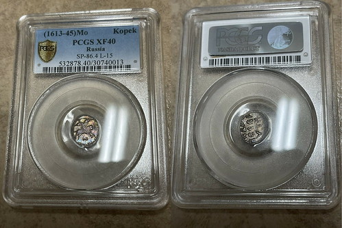 Russia Wire Kopeck (1613-45) PCGS XF40 Toned Holder