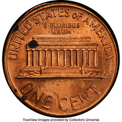 1968-S Cent Bonded With a Costa Rica 5 Centimos Blank reverse