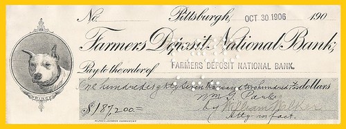 Prince vignette Farmers Deposit National Bank of Pittsburgh check