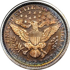 Eliasberg's 1898 Proof Barber Quarter Dollar reverse