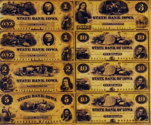 State Bank of Iowa uncut paper money sheet