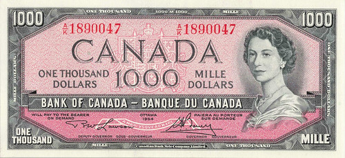WBNA Sale 23 Lot 23065 Canada 1954 $1000