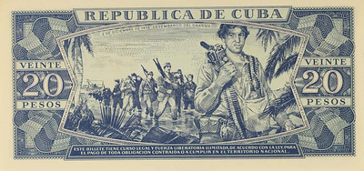 1961 Cuba 20 Pesos back