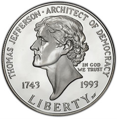 1993 Jefferson Dollar obverse