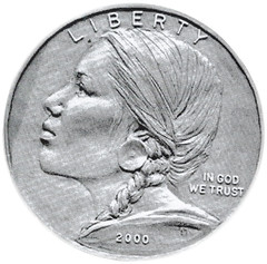2000 Glenna Goodarce Sacagawea dollar obverse design