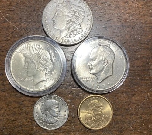 Five dollar coin obverses