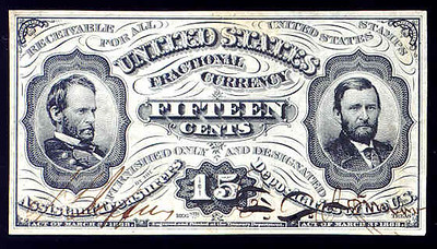 Grant Sherman 15 cent fractional currency note