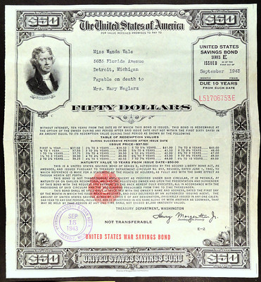 1943 U.S. $50 Series E Savings Bond