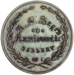 Bushnell on Augustus Sage's Numismatic Gallery token no. 1 reverse