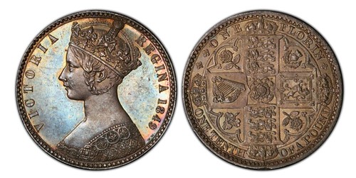 1849 Great Britain Victoria Godless Florin