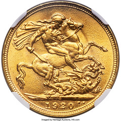 George V gold Sovereign 1920-S MS64+ NGC_Heritage_Auctions reverse