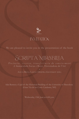 Scripta Mirabilia book launch Invitation
