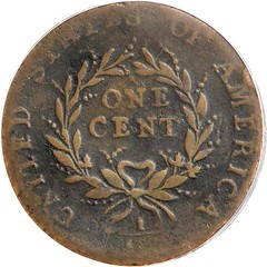 1793 Strawberry Leaf cent reverse