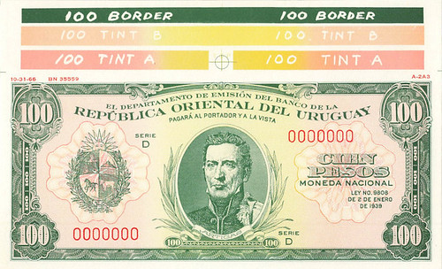WBNA Sale 27 Lot 27730 Uruguay 100 Pesos trial banknote